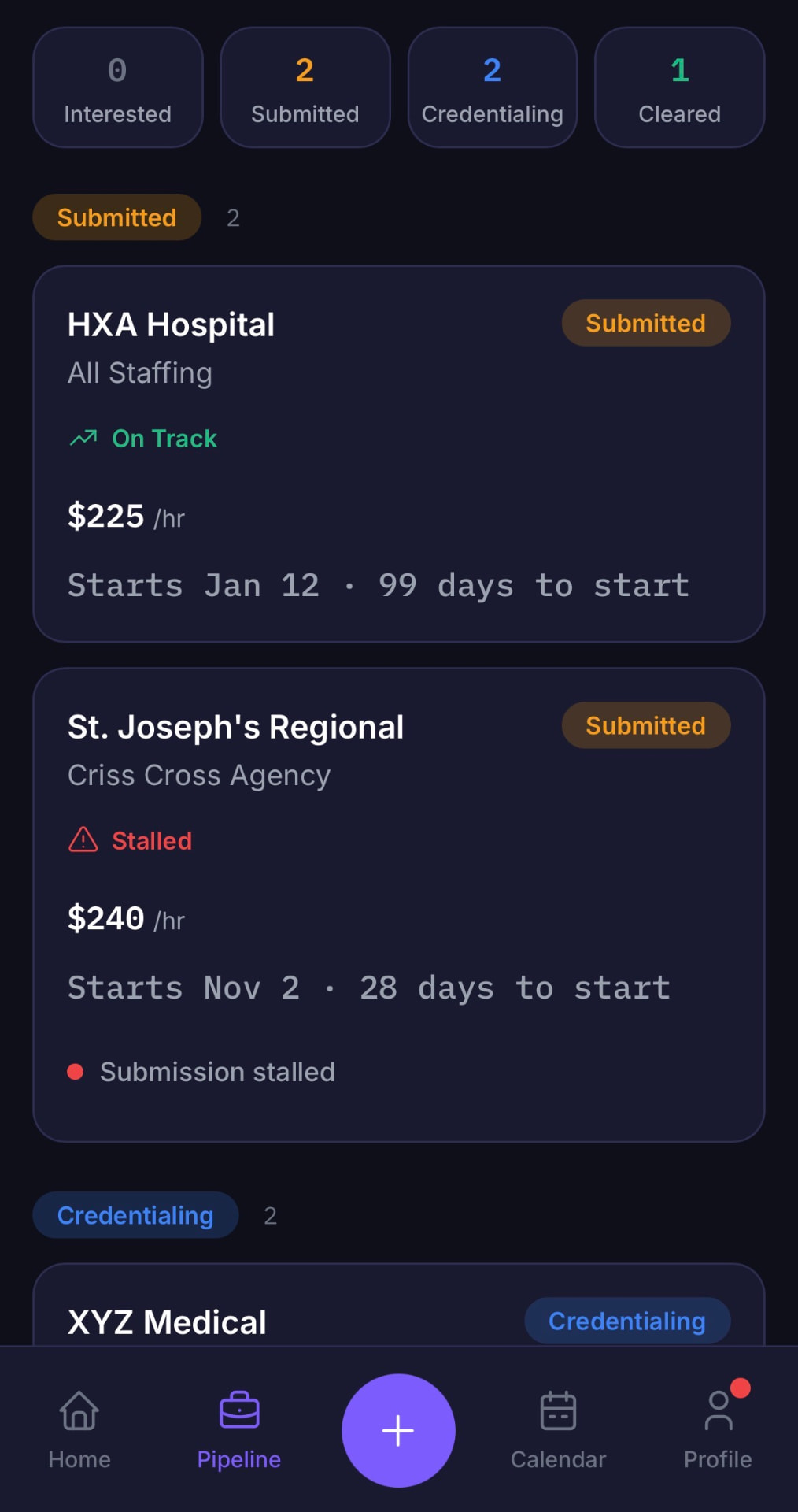 Pipeline screen