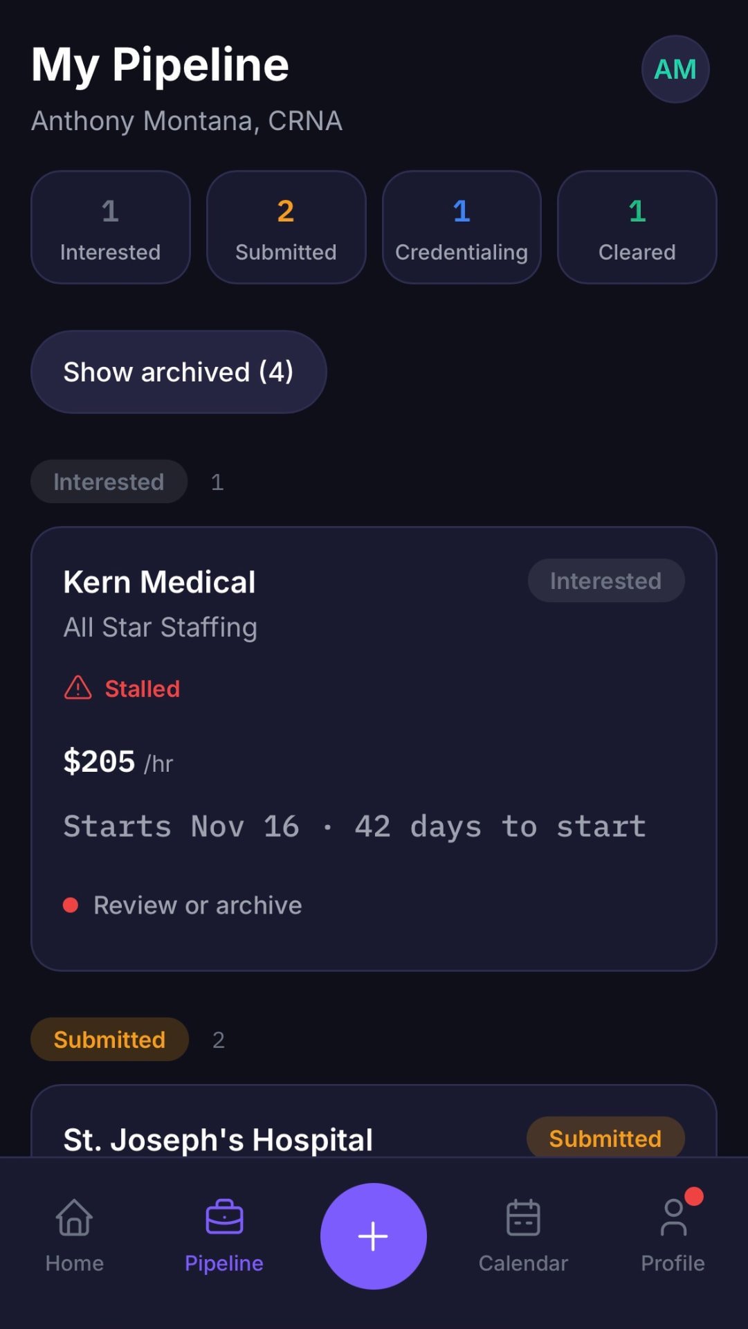 ShiftKontrol Pipeline screen